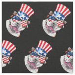 American Bulldog USA Flag Hat Glasses 4th of July Fabric