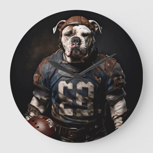 American Bulldog Vintage Football Player Large Clock