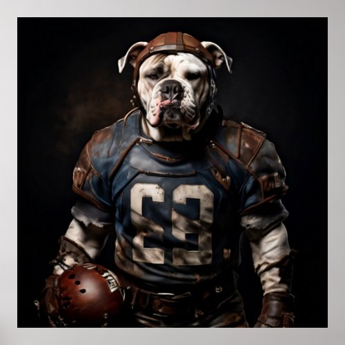 American Bulldog Vintage Football Player Poster