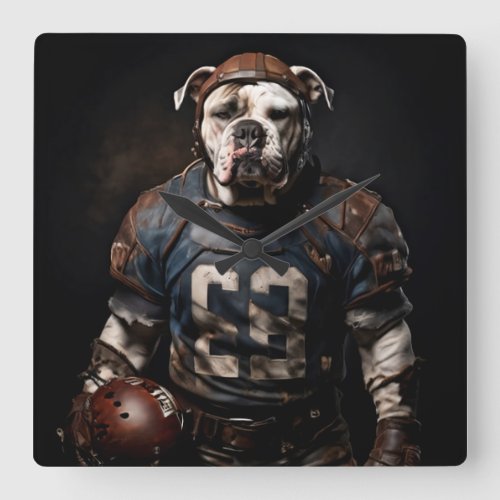 American Bulldog Vintage Football Player Square Wall Clock