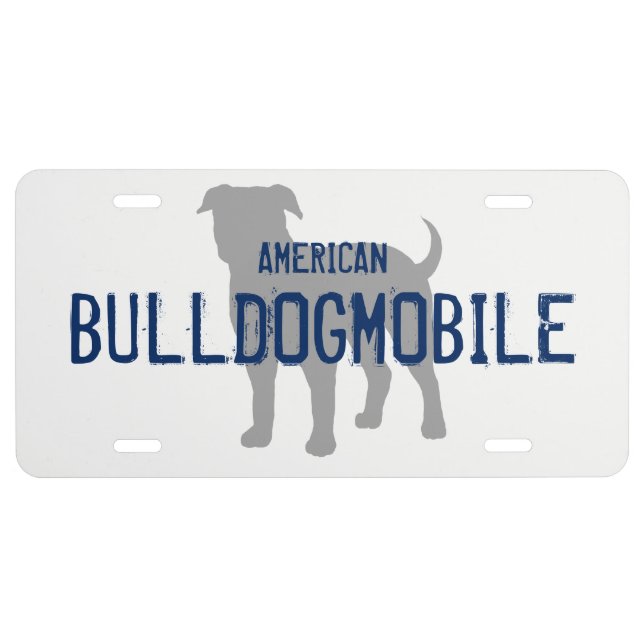 AMERICAN BULLDOGMOBILE Silhouette with Text License Plate (Front)