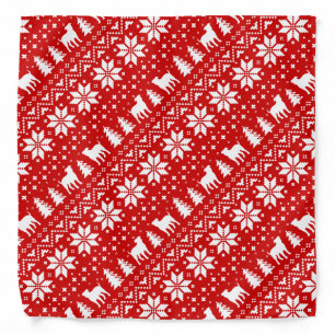 American Bulldogs Christmas Sweater Pattern Red Bandana