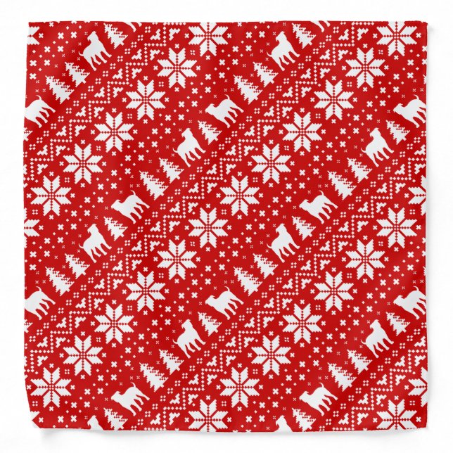 American Bulldogs Christmas Sweater Pattern Red Bandana (Front)