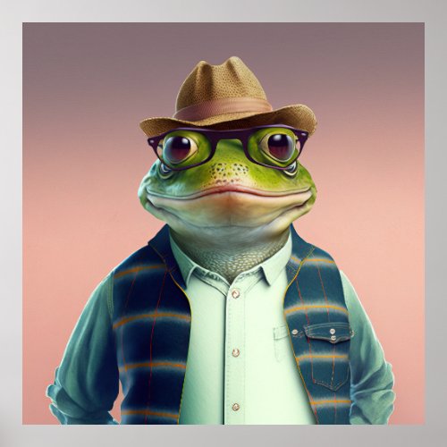 American Bullfrog Hipster Poster