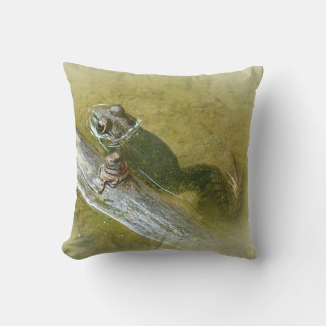 American Bullfrog - Rana catesbeiana Throw Pillow (Front)