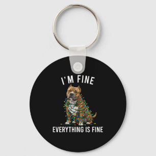 American Bully Christmas I'm Fine Everything Is Fi Keychain
