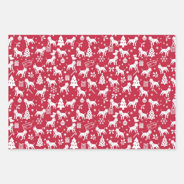 American Bully Christmas Wrapping Paper Sheets (Front)