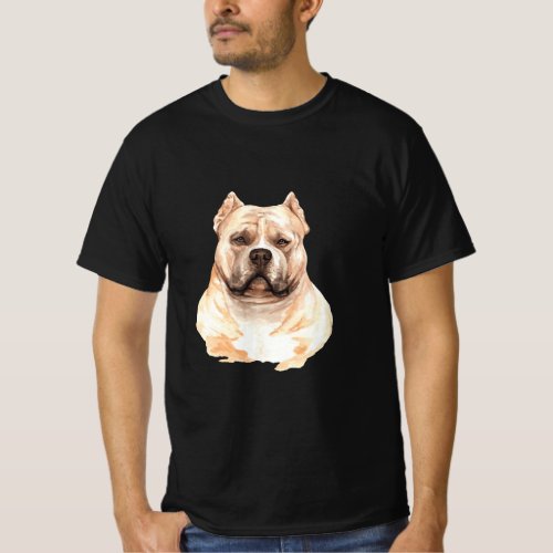 American Bully Cute Funny Pitt Bull Watercolor T_S T_Shirt