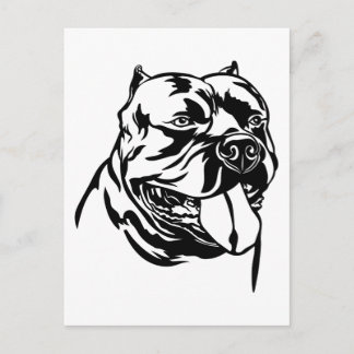 American Bully Dog, black silhouette Hoody Postcard