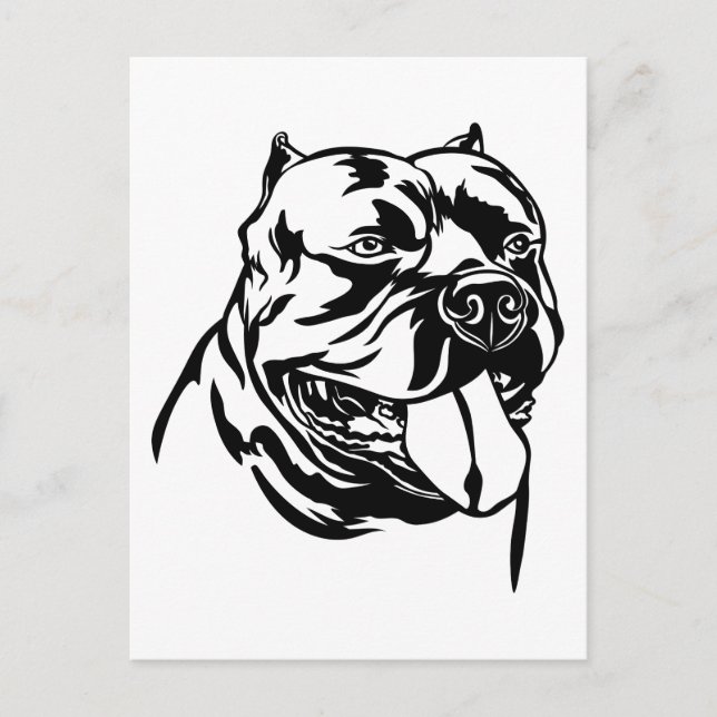 American Bully Dog, black silhouette Hoody Postcard (Front)