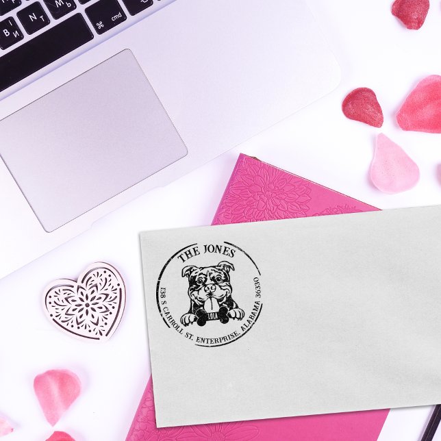 American Bully Dog Family Return Address  Rubber Stamp (Creator Uploaded)