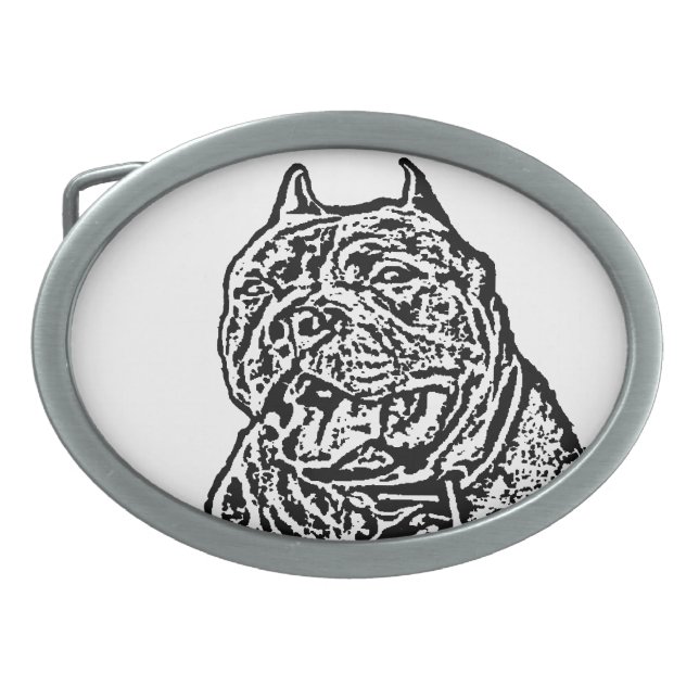 American Bully dog Oval Belt Buckle (Front)