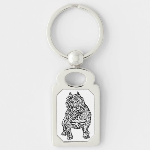 American Bully dog rectangle keychain