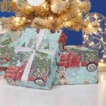 American bully dog Red Christmas Truck Festive Wrapping Paper