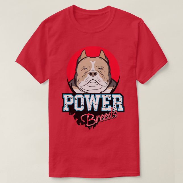 American Bully Fawn and White Colours Power Breed T-Shirt (Design Front)