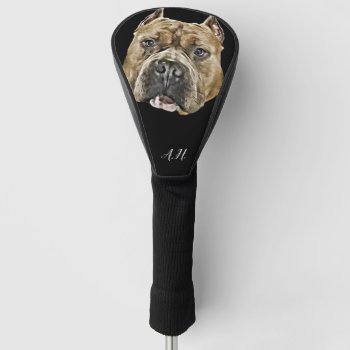 American Bully Pitbull Dog Monogrammed Golf Head Cover by ritmoboxer at Zazzle