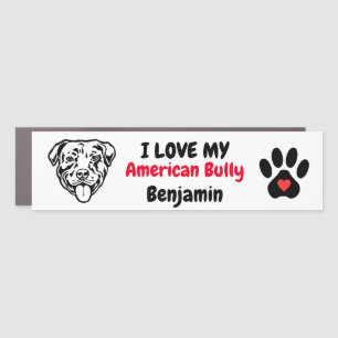 American Bully Silhouette Heart Pawprint  Car Magnet
