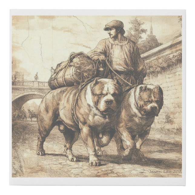 American Bully Vintage Art Faux Canvas Print (Front)