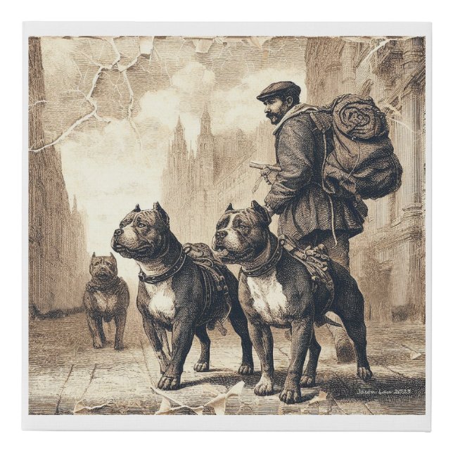 American Bully Vintage Art Faux Canvas Print (Front)