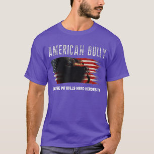 American Bully With American Flag Funny Dog T-Shirt