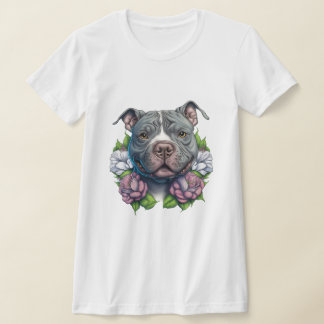 American Bully With Flowers T-Shirt