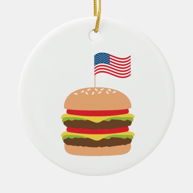 American Burger Ceramic Ornament (Front)
