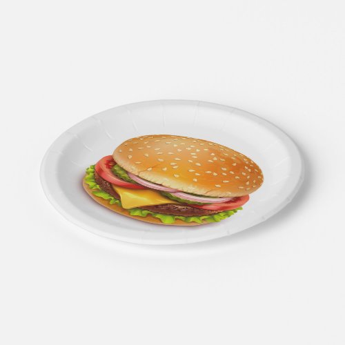 American Burger Paper Plate