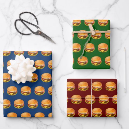 American Burger Pattern Wrapping Paper Sheet Set