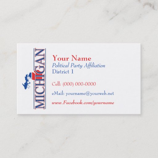 Customizable American Business Cards - Michigan