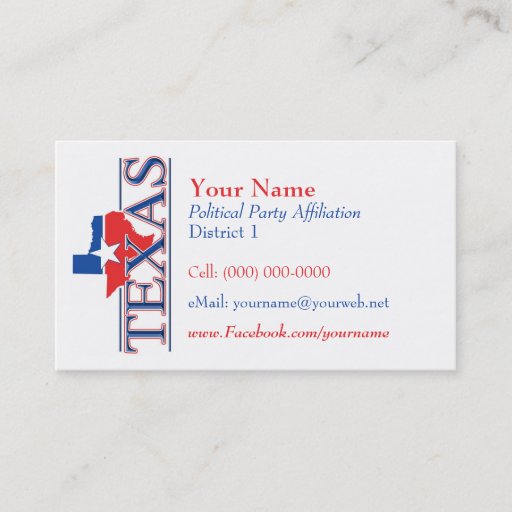 Customizable American Business Cards - Texas