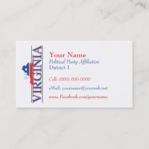Customizable American Business Cards - Virginia
