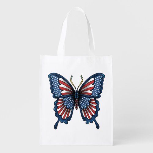 American Butterfly T_Shirt Grocery Bag