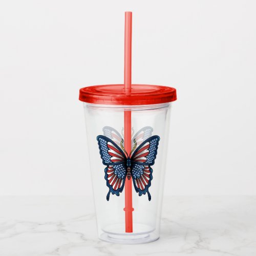 American Butterfly T_Shirt Grocery Bag Acrylic Tumbler