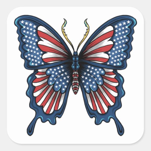 American Butterfly T_Shirt Square Sticker