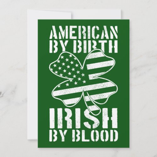 American By Birth Irish By Blood Irish US Flag Invitation