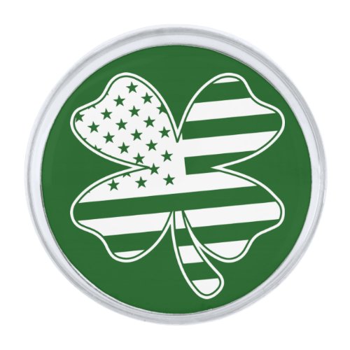 American By Birth Irish By Blood Irish US Flag Silver Finish Lapel Pin