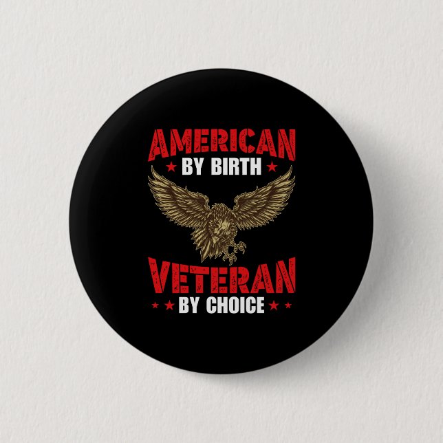 American By Birth Veteran Button (Front)