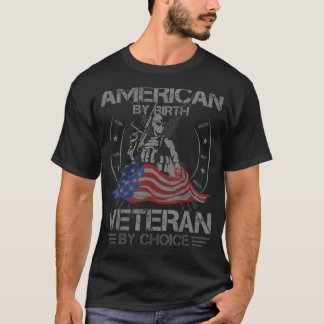American By Birth Veteran By Choice Retro Proud V T-Shirt