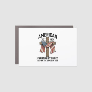 American by Faith Christian Dad Patriotic Cross Sh Car Magnet