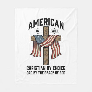 American by Faith Christian Dad Patriotic Cross Sh Fleece Blanket