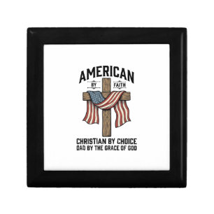 American by Faith Christian Dad Patriotic Cross Sh Gift Box