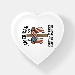 American by Faith Christian Dad Patriotic Cross Sh Paperweight