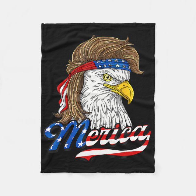 American Byld Eagle Usa Flag 4th Of July Eagle Usa Fleece Blanket (Front)