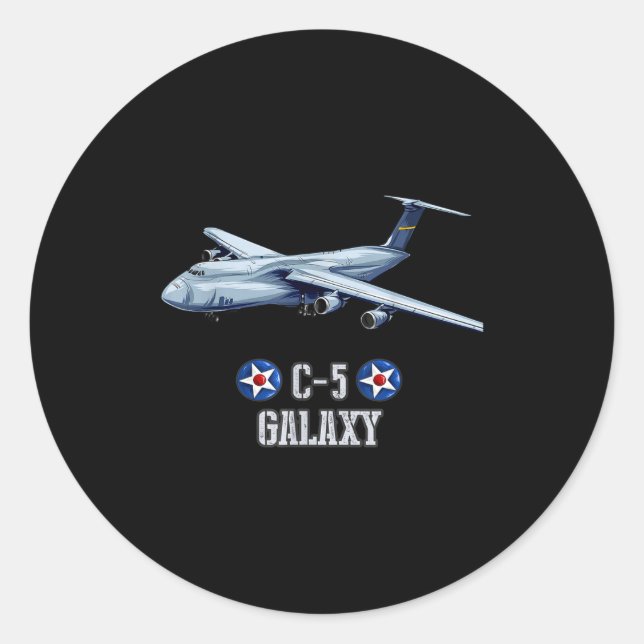 American C-5 Galaxy Military Transrt Aircraft  Classic Round Sticker (Front)