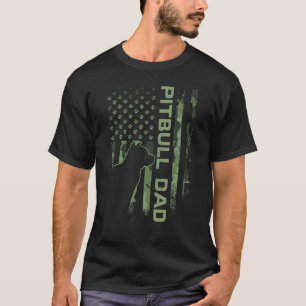 American Camo Flag Proud Pitbull Dog Dad Pittie Si T-Shirt