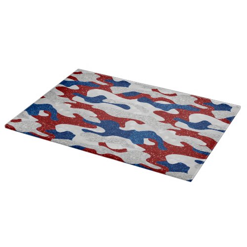 American Camo July 4th Glitter Cutting Board