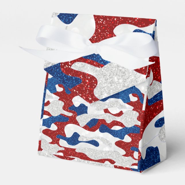 American Camo July 4th Glitter Favor Boxes (Front Side)