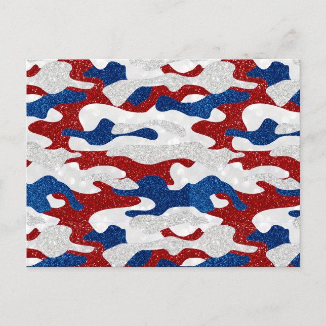 American Camo July 4th Glitter Postcard (Front)
