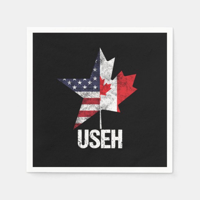American Canadian Canada United States USA Flag US Napkins (Front)