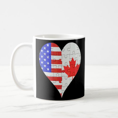 American Canadian Flag Heart  Coffee Mug